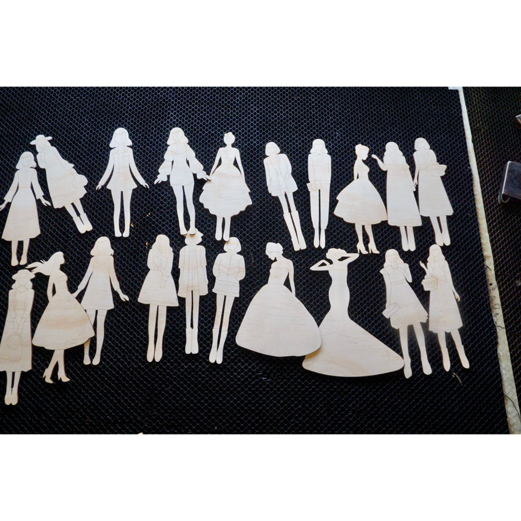 Set Gỗ Tô Mầu Thiết Kế  Thời Trang 13cm - 20 hình mẫu tặng kèm set màu và 2 cọ