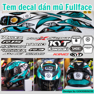 Tem dán mũ bảo hiểm Fullface tặng kèm 2 chữ tên xe tự chọn