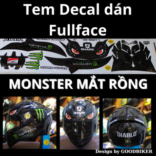 Tem decal dán mũ bảo hiểm fullface monster mắt rồng