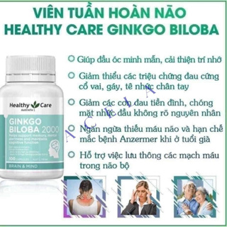 Viên uống bổ não Healthy Care Ginkgo Biloba 100 viên_ACELA STORE