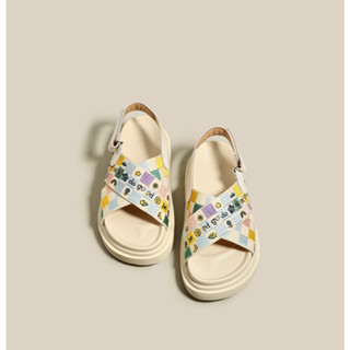 [Hàng sẵn, form to lùi size] Giày sandal sọc caro dể thương cá tính (có ảnh thật ở cuối)