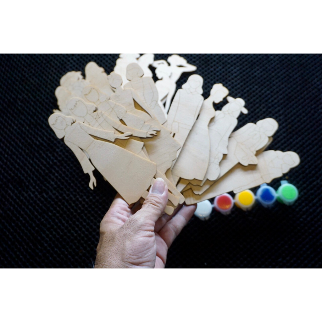 Bộ Gỗ Tô Mầu thời trang 20 hình mẫu - Tặng kèm Set màu + 2 cọ