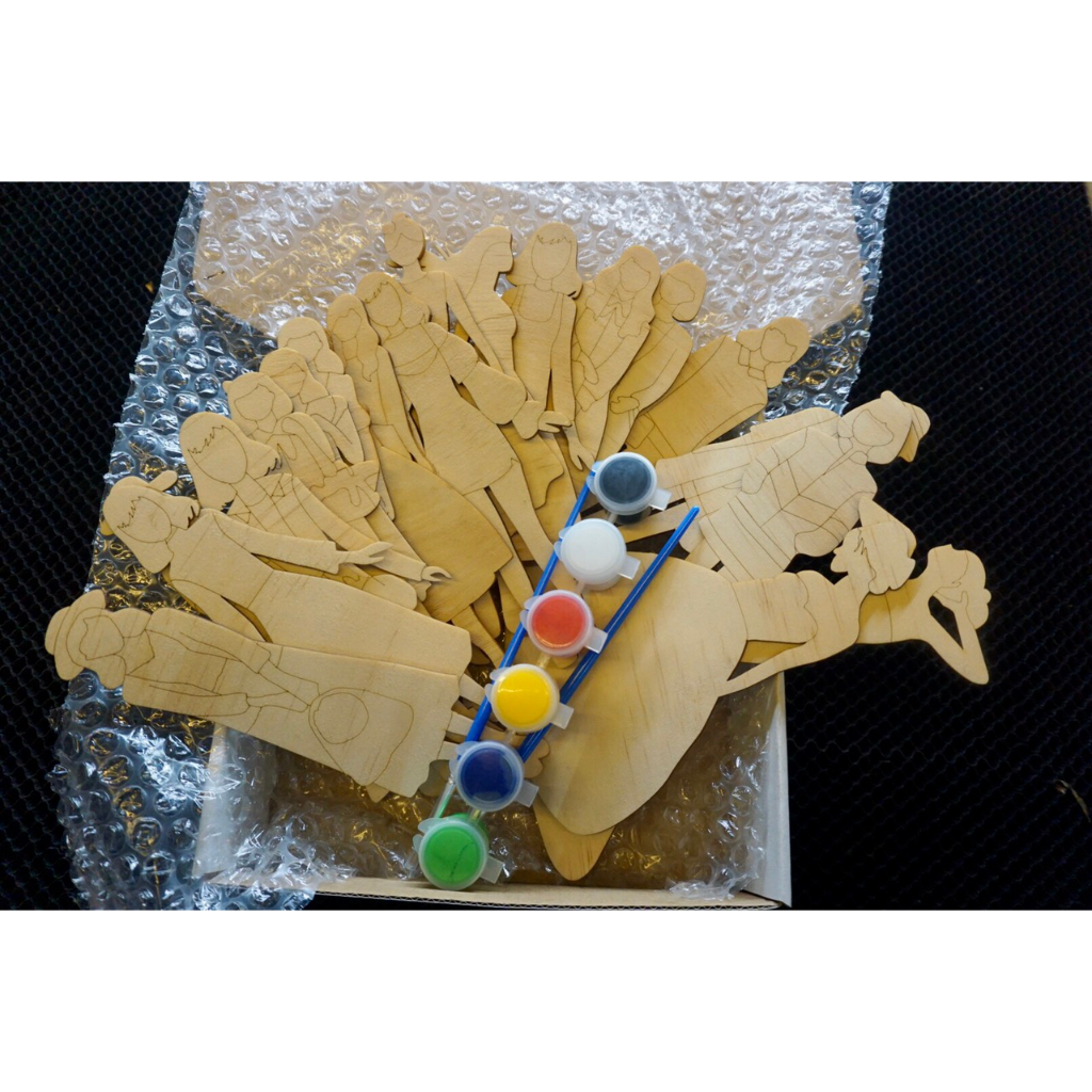 Bộ Gỗ Tô Mầu thời trang 20 hình mẫu - Tặng kèm Set màu + 2 cọ