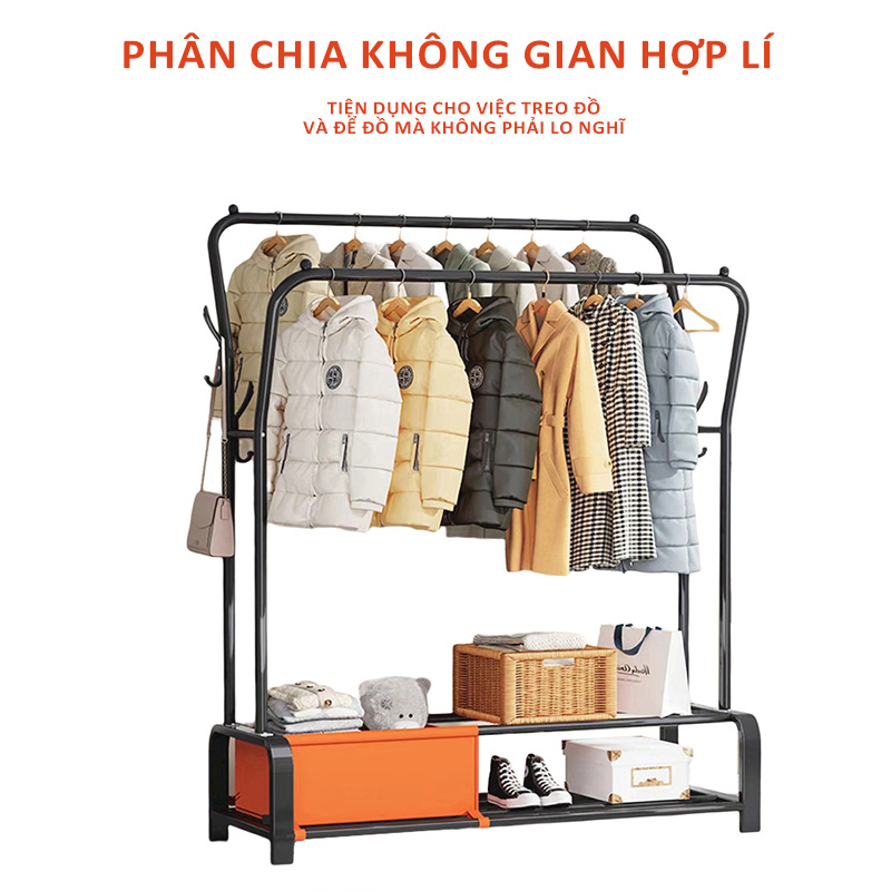 Kệ Treo Quần Áo 3 Trong 1 Cao Cấp Hiện Đại Thời Thượng - Kệ Treo Đồ Thông Minh Tích Hợp Giá Để Đồ Tiện Lợi