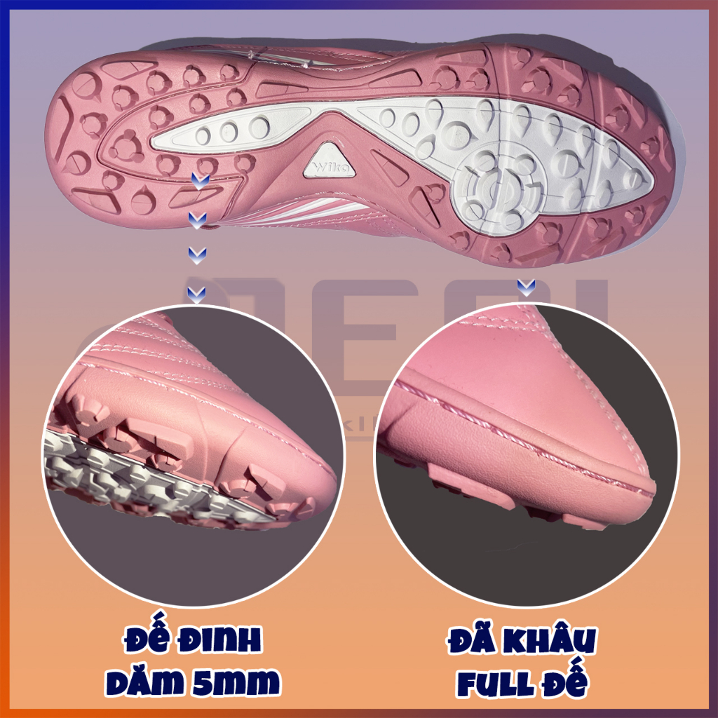 Giày Đá Bóng Nam WIKA Sân Cỏ Nhân Tạo Đế TF Đã Khâu, Giày Đinh Đá Bóng Đá Banh Nữ Màu Hồng Chính Hãng | REALSHOP97