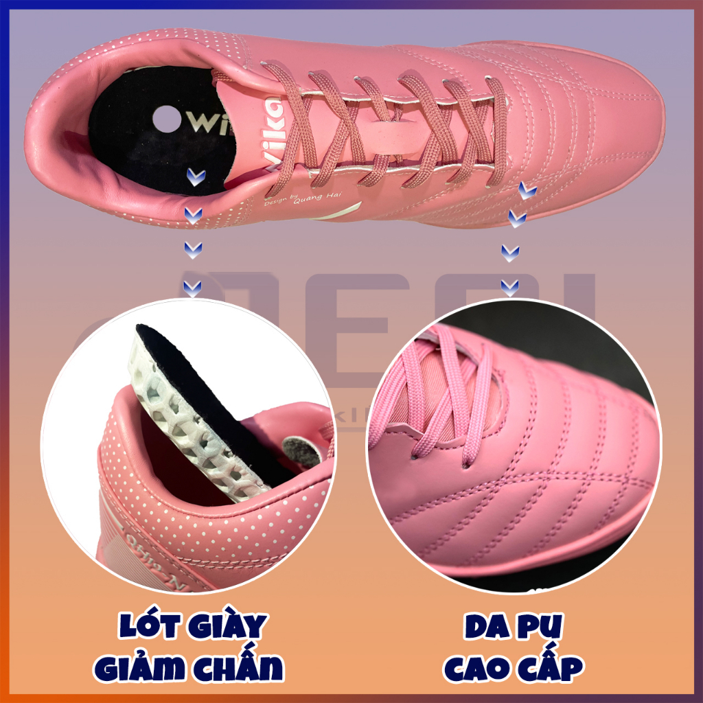Giày Đá Bóng Nam WIKA Sân Cỏ Nhân Tạo Đế TF Đã Khâu, Giày Đinh Đá Bóng Đá Banh Nữ Màu Hồng Chính Hãng | REALSHOP97