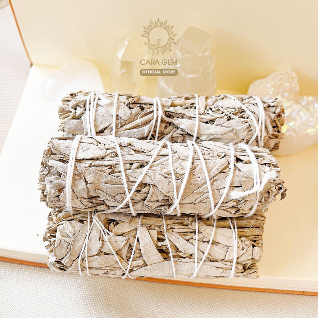 White Sage - Xô thơm trắng Cara Gem thanh tẩy đá và thanh tẩy không gian