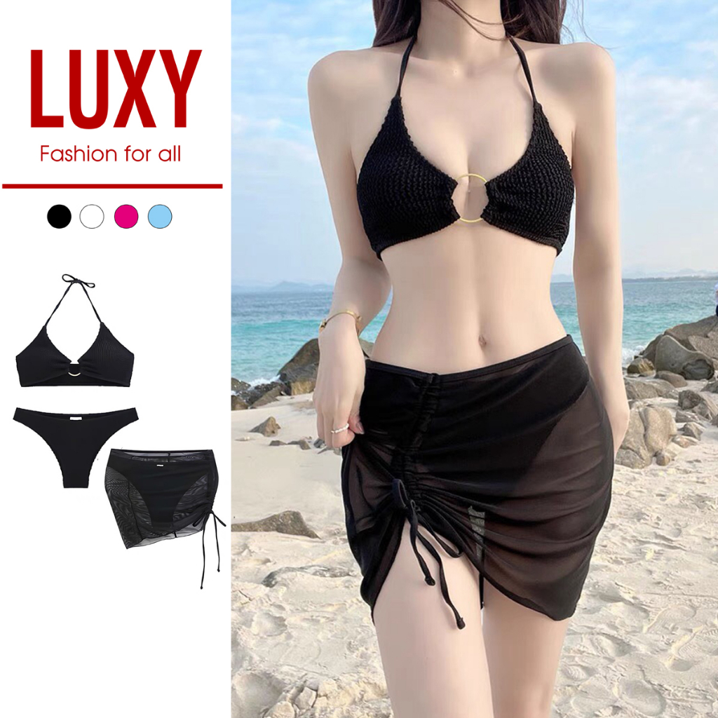 Bikini 2 Mảnh Cao Cấp Có Quây Che Mông Áo Tắm Nữ 3 Chi Tiết Đồ Bơi Đi Biển Đồ Tắm Biển Sang Trọng Sexy Nhập Khẩu L68