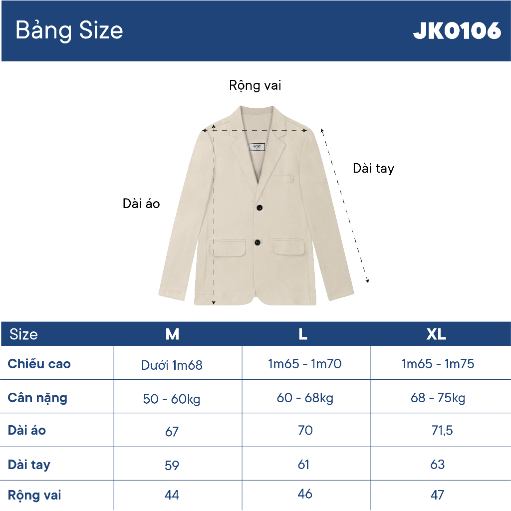 Áo khoác  blazer nam kaki co giãn JBAGY cao cấp JK0106