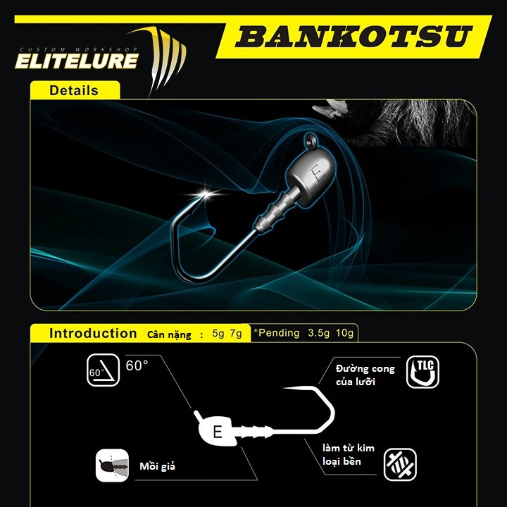 Lưỡi câu cá Jig head Elitelure BANKOTSU Hita Lure