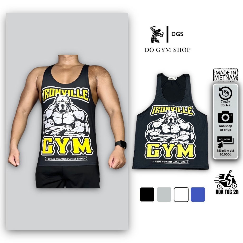 Áo ba lỗ tập gym nam DOGYMSHOP form body, thun lạnh 4 chiều thoáng mát ABBL3