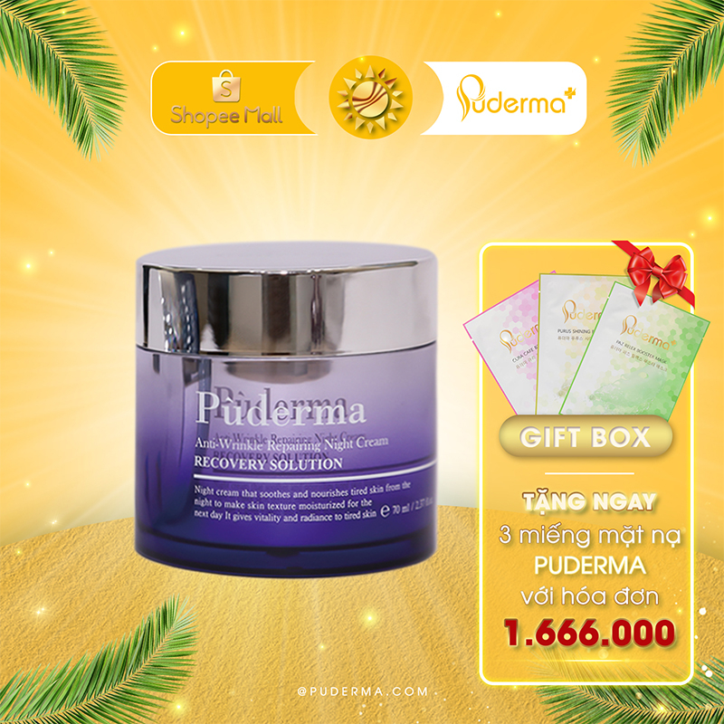 Kem dưỡng da ban đêm Puderma Anti-Wrinkle Repairing Night Cream cung cấp độ ẩm và dưỡng chất cho da