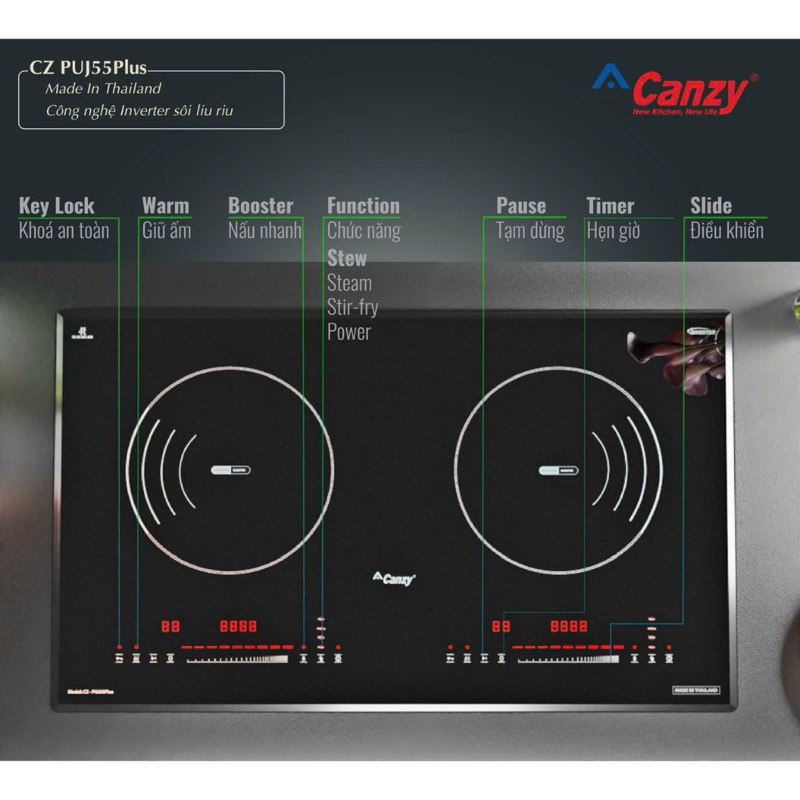 Bếp Từ Canzy CZ PUJ55 Plus | Công nghệ liu riu | Nhập Khẩu Thái Lan, Bảo hành 3 năm