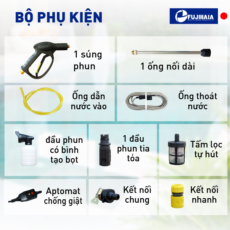 Máy rửa xe phun áp lực cao Fujihaia PW96 nhập khẩu chính hãng
