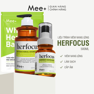 Viêm nang lông, viêm lỗ chân lông MEE NATURAL - 01 Sữa tắm + 01 tắm trắng + 01 xịt viêm nang lông Herfocus 100ml