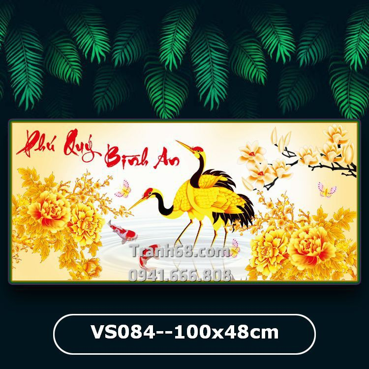 Tranh đính đá Phú quý cát tường, phú quý bình an (chưa đính)