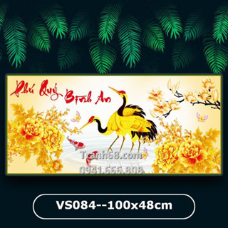 Tranh đính đá Phú quý cát tường, phú quý bình an (chưa đính)