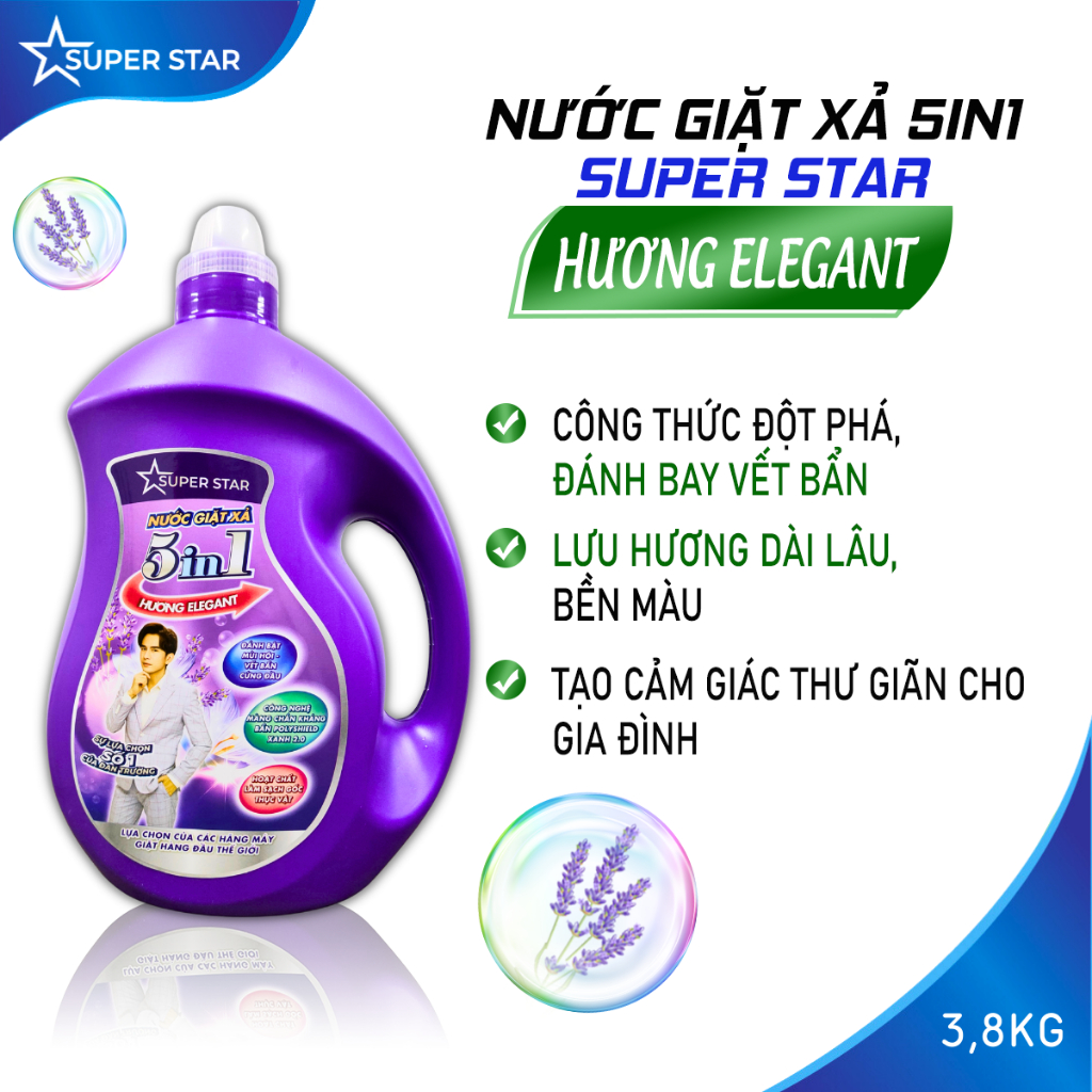 [Mã SGTTC30K giảm 30K] Nước Giặt Xả Super Star 5in1 Lucky Star 3.8kg