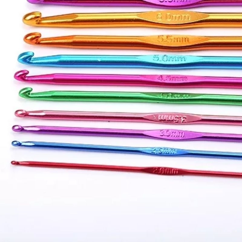 Cây móc len bằng nhôm size 2mm-10mm