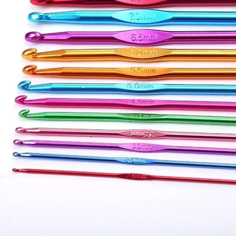 Cây móc len bằng nhôm size 2mm-10mm