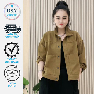 Áo khoác Nữ kaki DYNYOUTH croptop dáng lửng phối túi hộp nhiều màu sắc trẻ trung - Hàng mới về