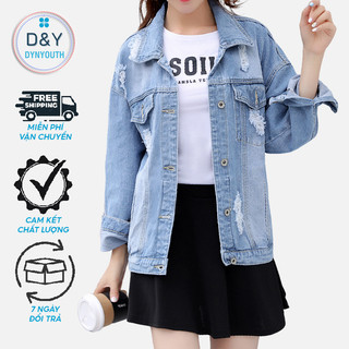 Áo khoác jean Nữ form rộng DYNYOUTH hàn quốc cao cấp bigsize đẹp đúng chất