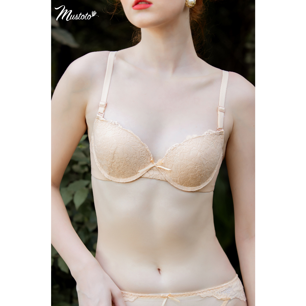 Combo 2 Áo Lót Nữ Ren Có Gọng Phối Lưới Mút Mỏng Bra Camomile Da Nhạt, Xanh Lá (Mustoto MA19)