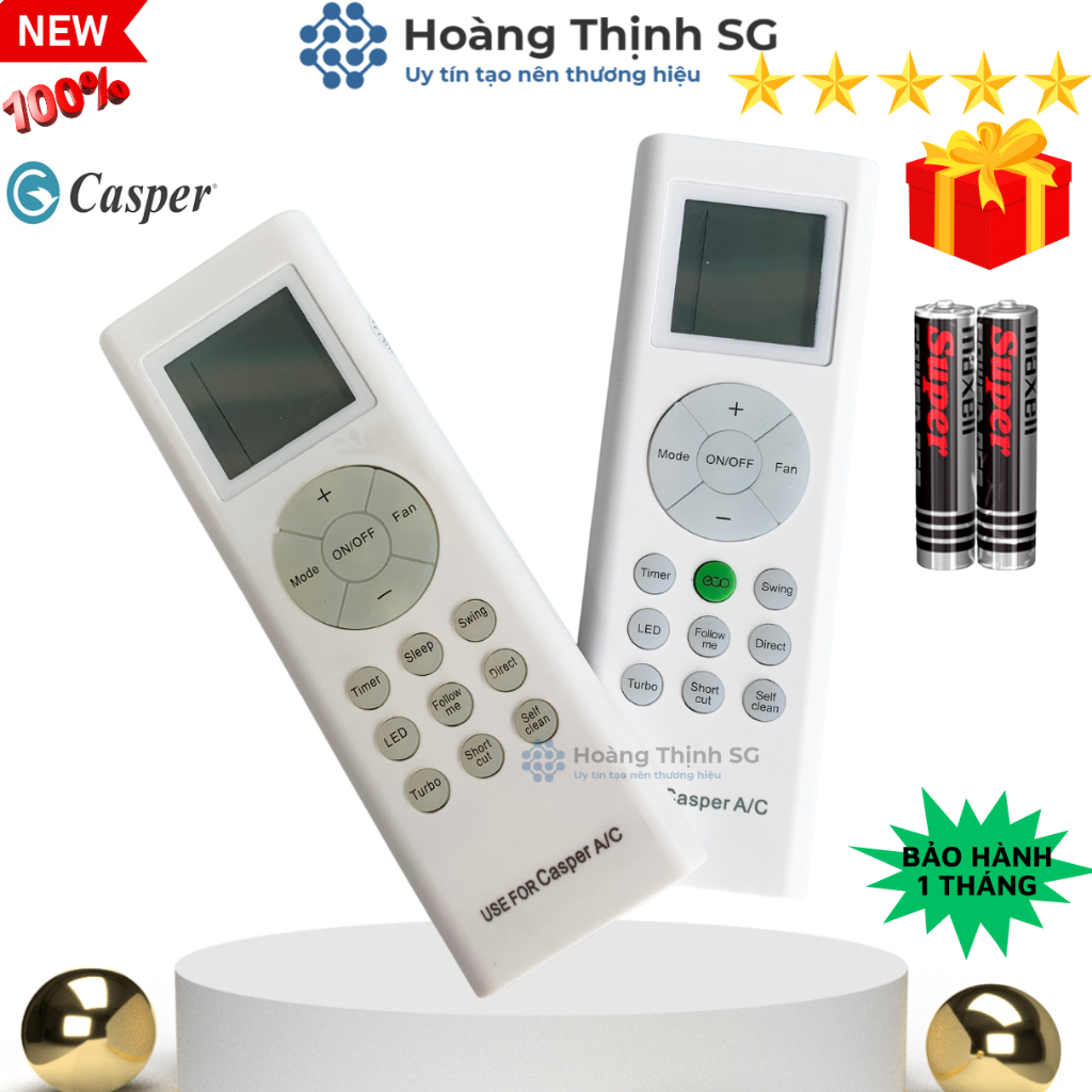Điều khiển điều hòa CASPER, remote máy lạnh CASPER - Tặng kèm pin