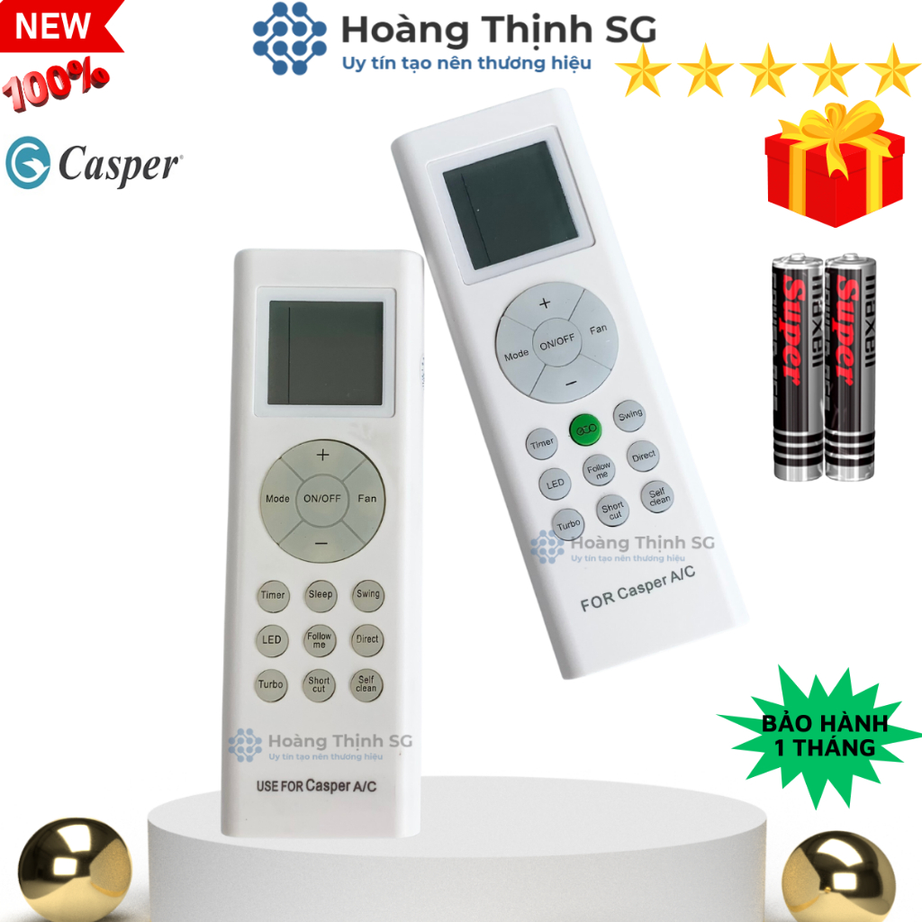 Điều khiển điều hòa CASPER, remote máy lạnh CASPER - Tặng kèm pin