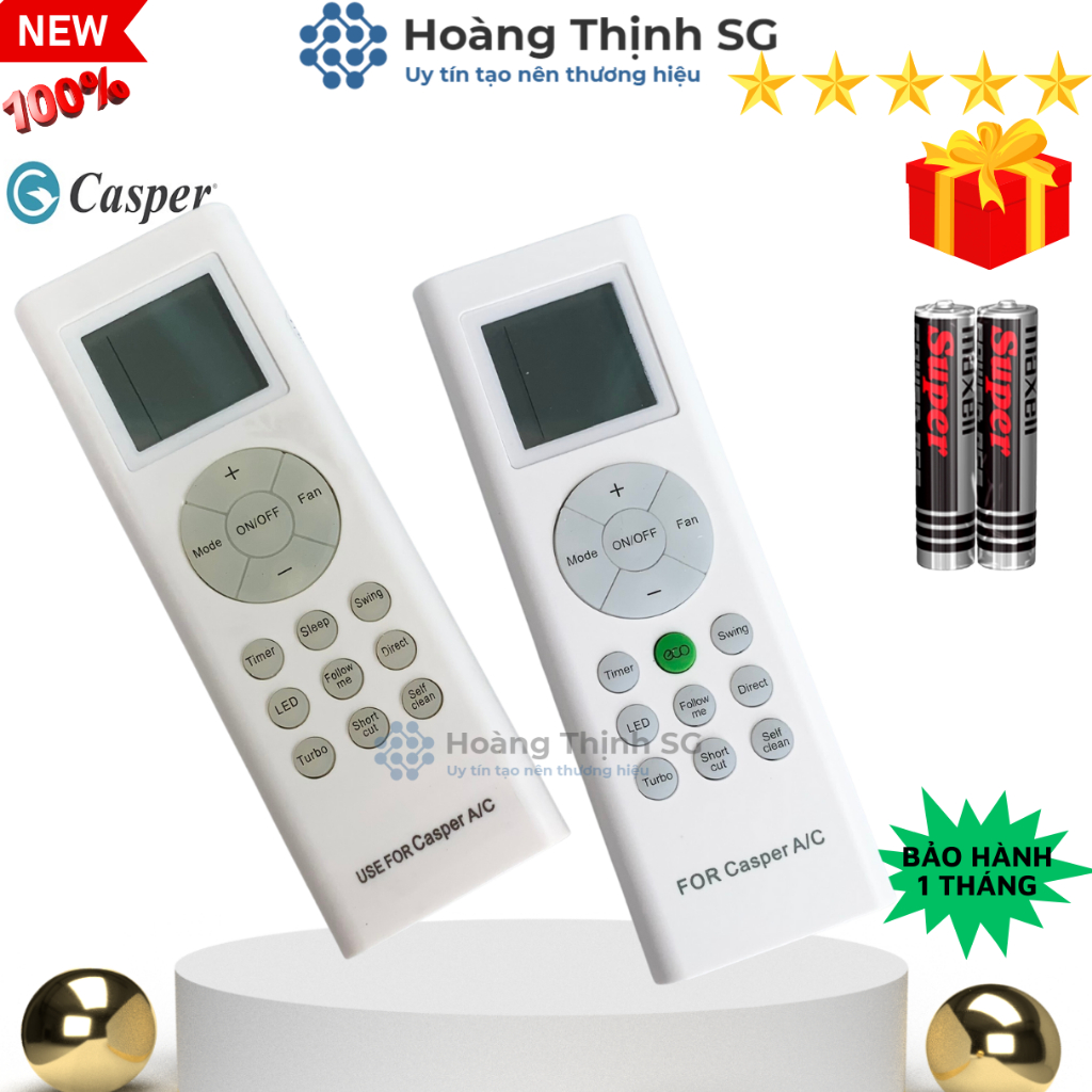 Điều khiển điều hòa CASPER, remote máy lạnh CASPER - Tặng kèm pin