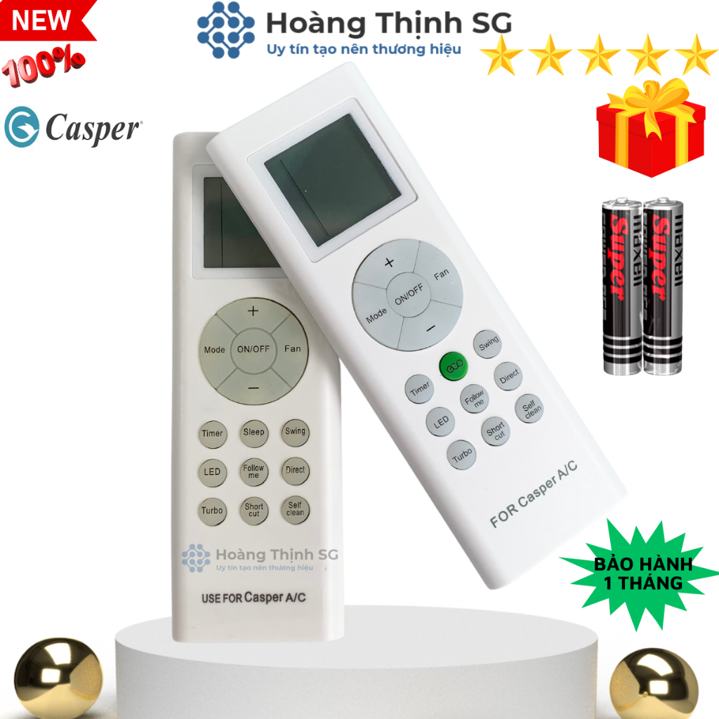 Điều khiển điều hòa CASPER, remote máy lạnh CASPER - Tặng kèm pin
