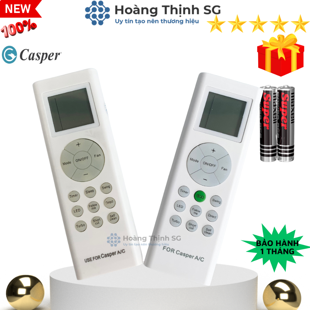 Điều khiển điều hòa CASPER, remote máy lạnh CASPER - Tặng kèm pin