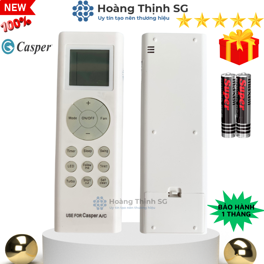 Điều khiển điều hòa CASPER, remote máy lạnh CASPER - Tặng kèm pin