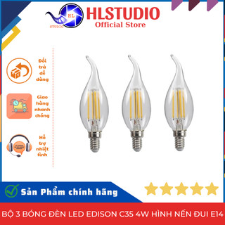 Bộ 3 Bóng Đèn Led Edison C35 4W Hình Nến Đui E14 HL Studio