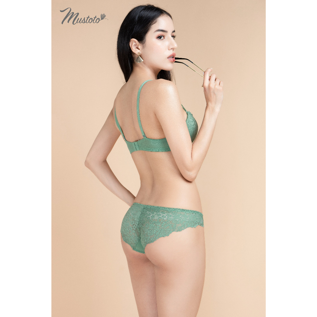 Combo 2 Áo Lót Nữ Ren Có Gọng Phối Lưới Mút Mỏng Bra Camomile Da Nhạt, Xanh Lá (Mustoto MA19)