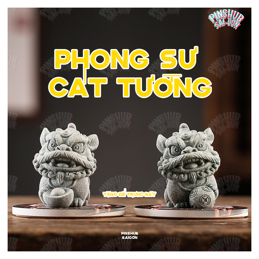 CẶP SƯ TỬ GIÓ MINI ĐÁ SA THẠCH XANH MAY MẮN TRƯNG BÀY TRANG TRÍ BÀN TRÀ QUÀ TẶNG Ý NGHĨA PINSHUB