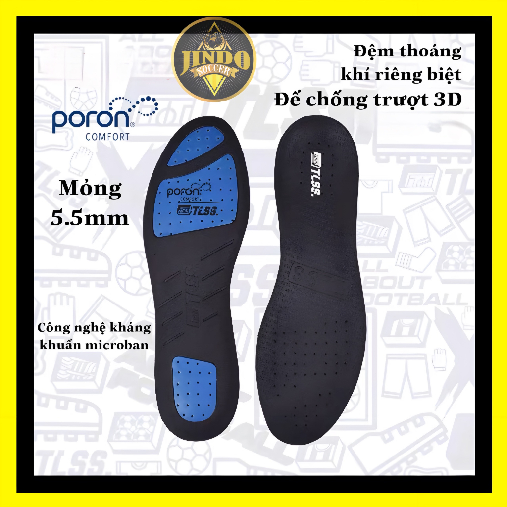 Miếng Lót Giày PORON VIVE Lót Giày Đá Bóng Thể Thao Cao Cấp Êm Thoáng Khí, Chống Trơn Trượt 3D TLSS JSD14