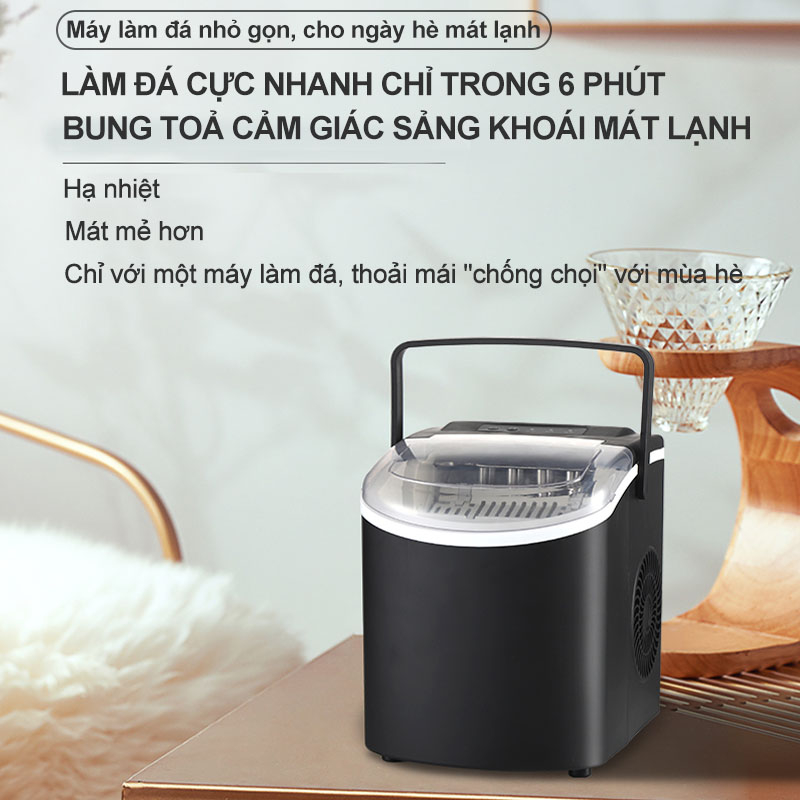 Máy làm đá mini công suất lớn hoàntoàn tự động 15kg đá Tạo Đá Siêu Tốc Trong 6 - 8 Phút BH12 Tháng