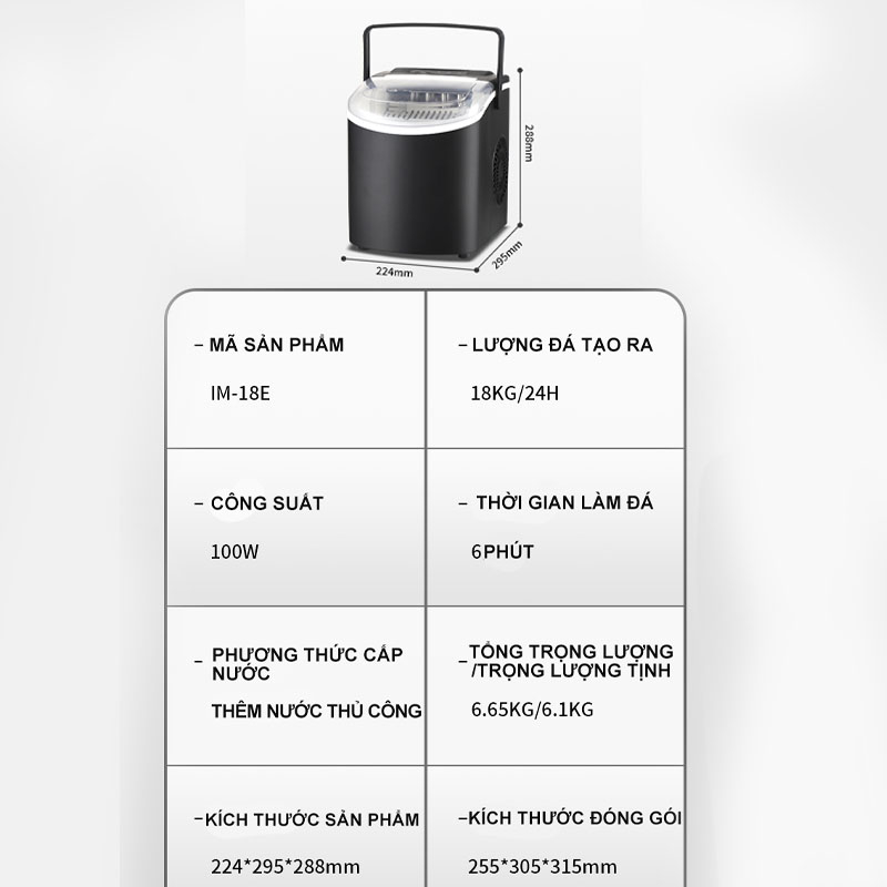 Máy làm đá mini công suất lớn hoàntoàn tự động 15kg đá Tạo Đá Siêu Tốc Trong 6 - 8 Phút BH12 Tháng