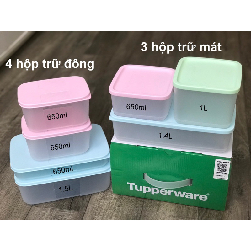 Set 7 hộp trữ mát và đông Tupperware Marine