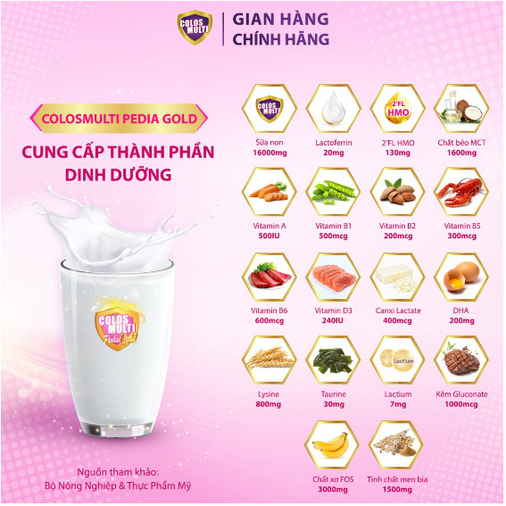 Combo 3 hộp Sữa non mama Colosmulti Pedia Gold hộp 450g   chuyên biệt hỗ trợ giúp bé ăn ngoan