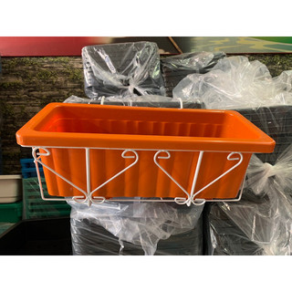 Bộ móc sắt treo ban công, lan can và chậu nhựa trồng rau, trồng cây  (48cm x 20cm x 16cm)