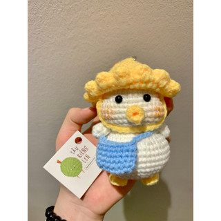 Móc khóa, treo cặp vịt mũ vàng đi học siêu xinh dễ thương trang trí, quà tặng handmade móc từ len sợi