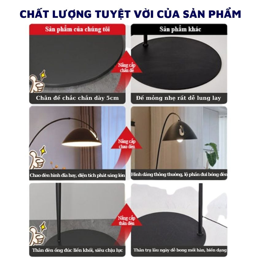 Đèn Cây Đứng Decor Phòng Khách, Đèn Đọc Sách, Phòng Ngủ Điều Chỉnh Được Thân Và Chao Đèn, Tặng Kèm Bóng Led 100K | BigBuy360 - bigbuy360.vn