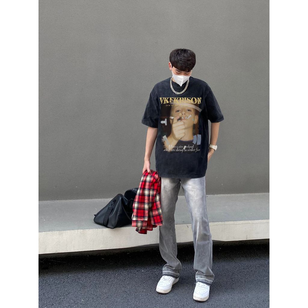 Áo Thun cotton Cổ Tròn In Họa Tiết Thời Trang hip hop Đường Phố