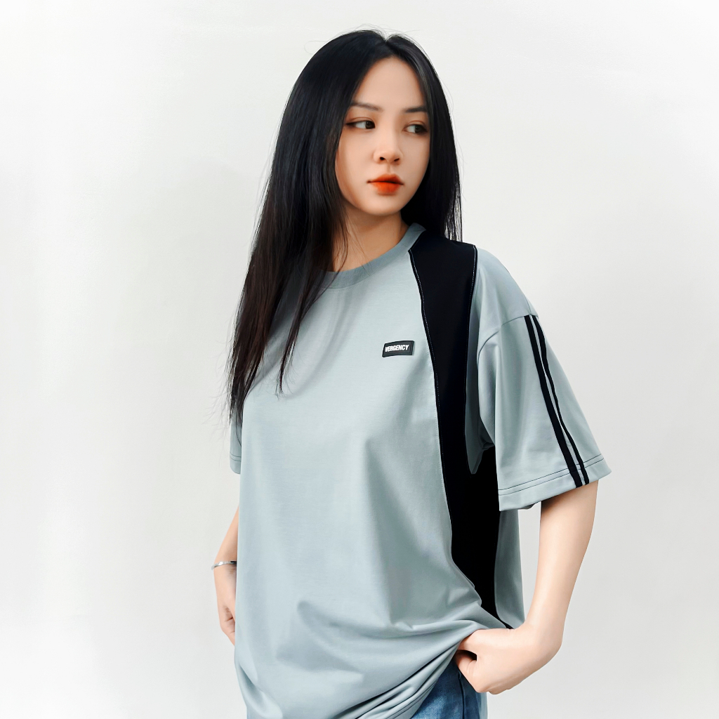 Áo thun Vergency nam nữ 019 Line/ Gray, white