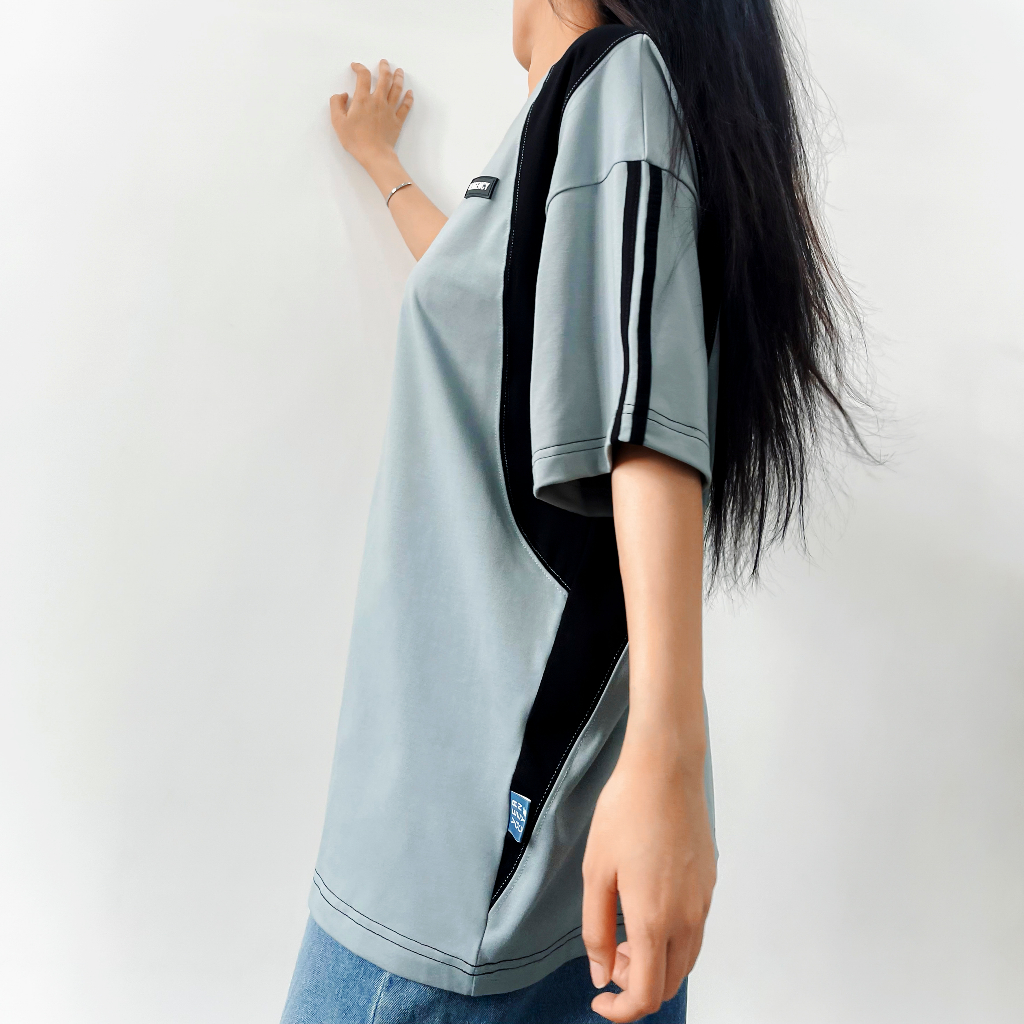 Áo thun Vergency nam nữ 019 Line/ Gray, white