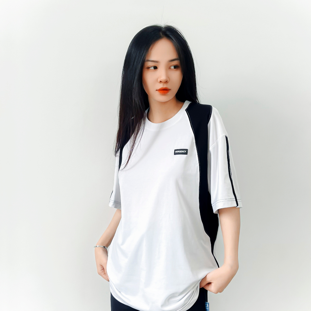 Áo thun Vergency nam nữ 019 Line/ Gray, white