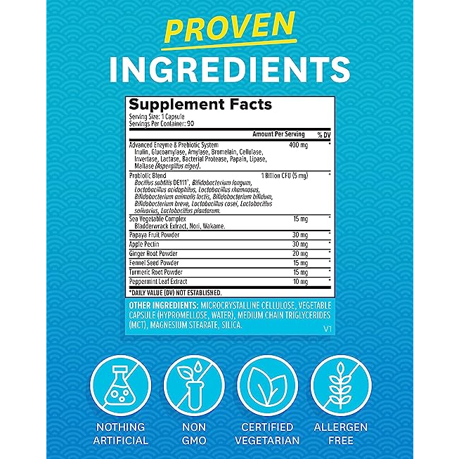 Zenwise Digestive Enzymes Pre and Probiotics - Viên uống tiêu hóa giúp giảm đầy hơi và tăng cường miễn dịch 30 viên