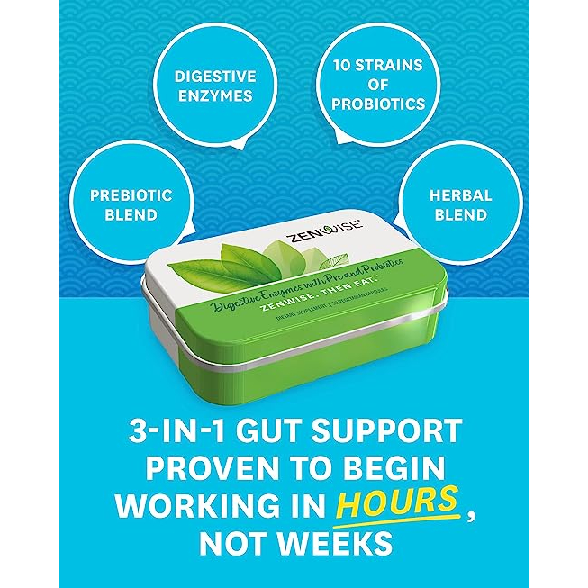Zenwise Digestive Enzymes Pre and Probiotics - Viên uống tiêu hóa giúp giảm đầy hơi và tăng cường miễn dịch 30 viên